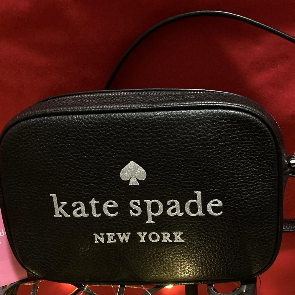 Kate Spade Glitter on Mini Camera Bag - Black Leather Crossbody